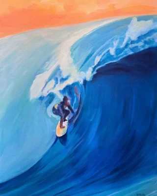 From canvas to motion—AI brings this wave to life.

THE PERFECT WAVE
34 x 39 inches
mixed media on canvas
by Jim W.

Now showing at Pez Gordo.